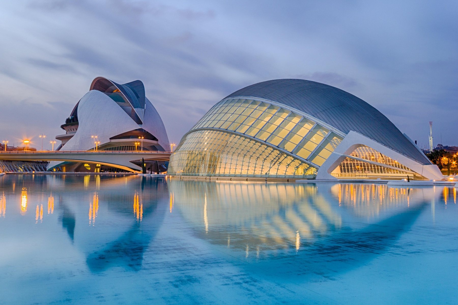 City of Arts and Sciences in Valencia at dusk